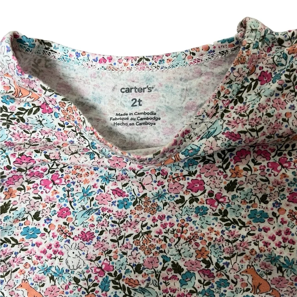 Carter’s | Flutter sleeve floral short sleeve crew neck tee shirt size 2T